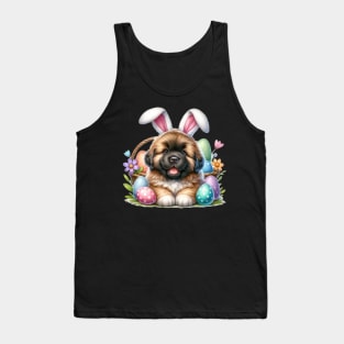 Puppy Newfoundland Bunny Ears Easter Eggs Happy Easter Day Tank Top